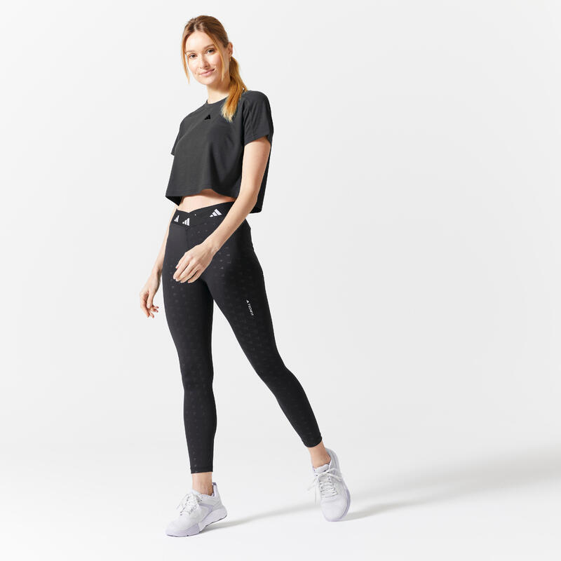 T-shirt donna fitness Adidas crop top traspirante nera