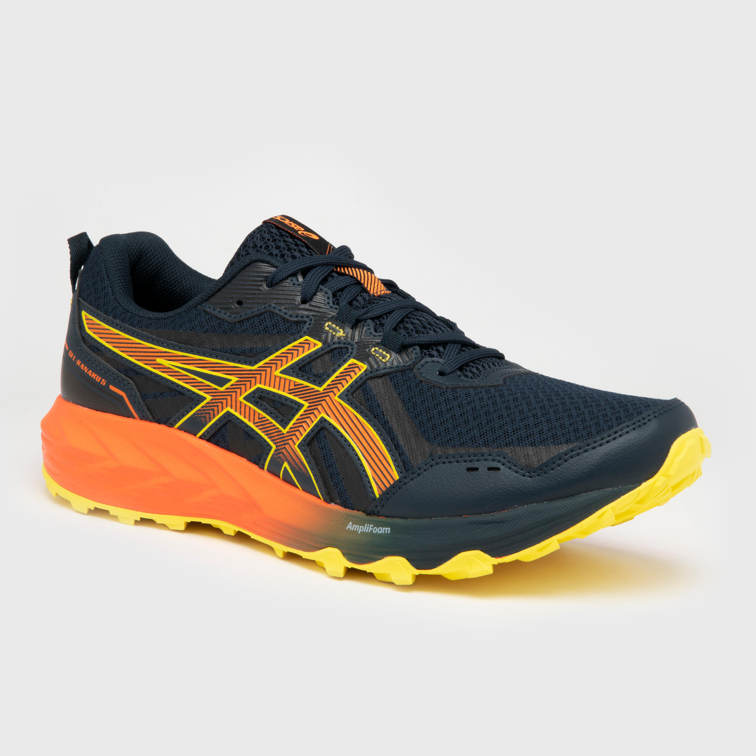 MEN'S ASICS GEL KANAKU 5 TRAIL RUNNING SHOES - BLUE/ORANGE 2/11