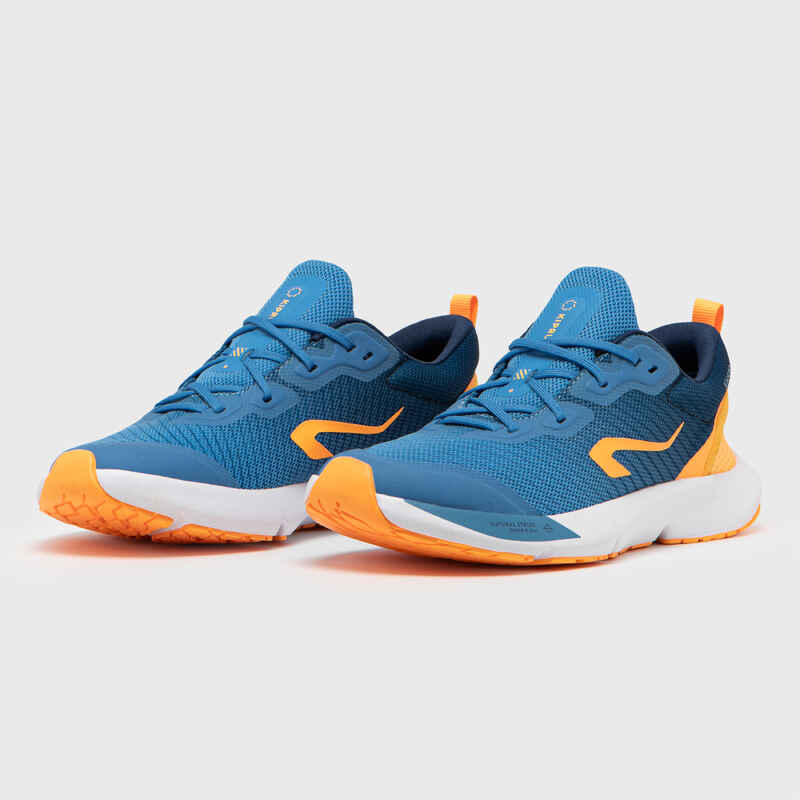 Children's Running Shoes Drop 0 Kiprun KN500 Blue and Orange Decathlon