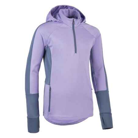 KIPRUN WARM+ 500 girls' long-sleeved zipped T-shirt - mauve/grey