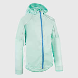 KIPRUN Rain kid's waterproof running jacket - green/blue