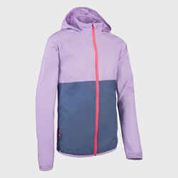 Kids' breathable windproof KIPRUN WINDBREAKER running jacket - grey/mauve/pink