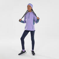 Majica dugih rukava za trčanje Kiprun Warm+ 500 s rajsferšlusom ženska - lila