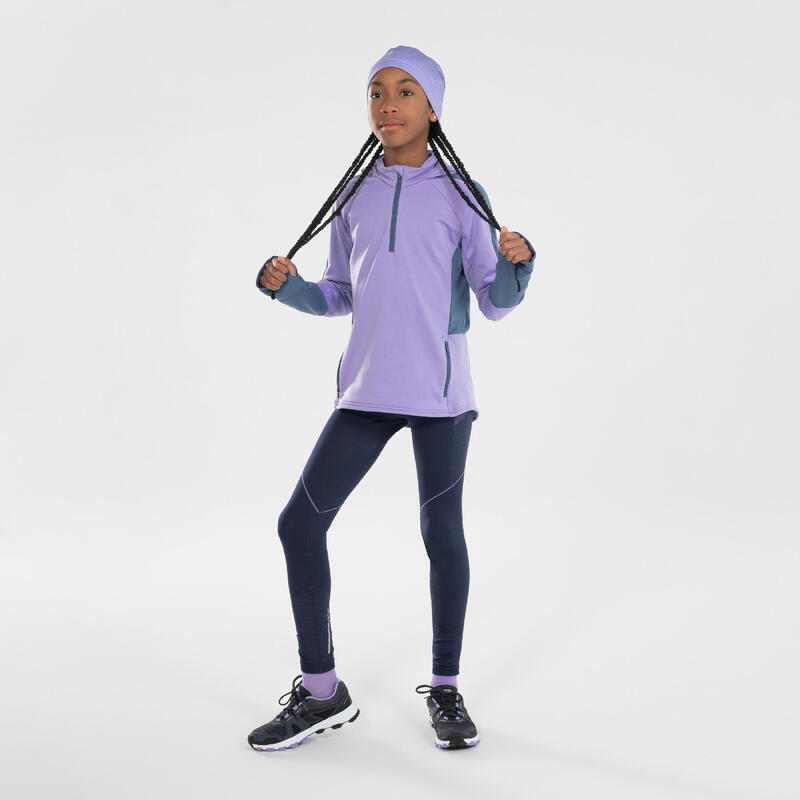 Dětská vodoodpudivá čepice na atletiku Kiprun Dry+ 500 fialková