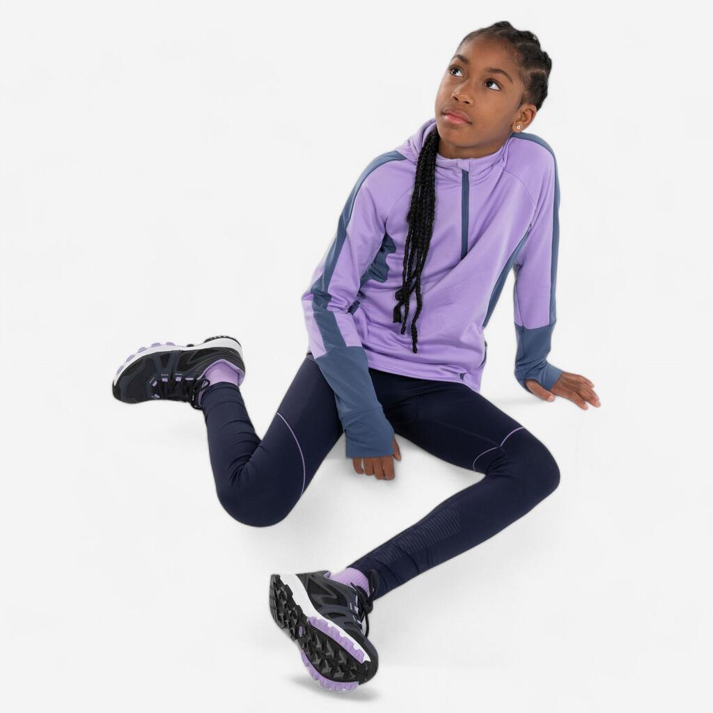 Kids' KIPRUN CARE 500 seamless running leggings - Navy blue mauve