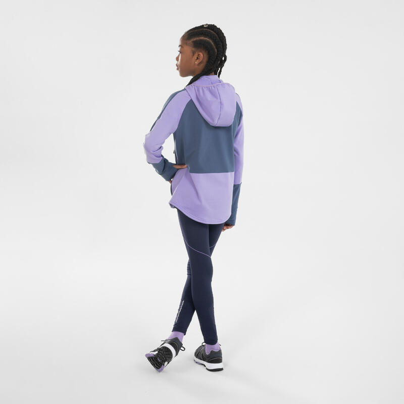 Dětská běžecká mikina Kiprun Warm+ 500 fialovo-šedá