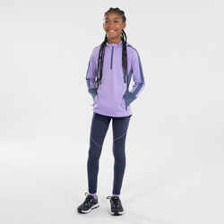 Kids' KIPRUN CARE 500 seamless running leggings - Navy blue mauve