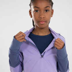 KIPRUN WARM+ 500 girls' long-sleeved zipped T-shirt - mauve/grey