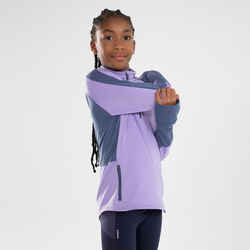 KIPRUN WARM+ 500 girls' long-sleeved zipped T-shirt - mauve/grey