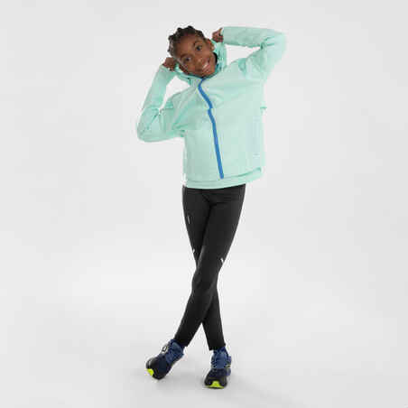 KIPRUN Rain kid's waterproof running jacket - green/blue