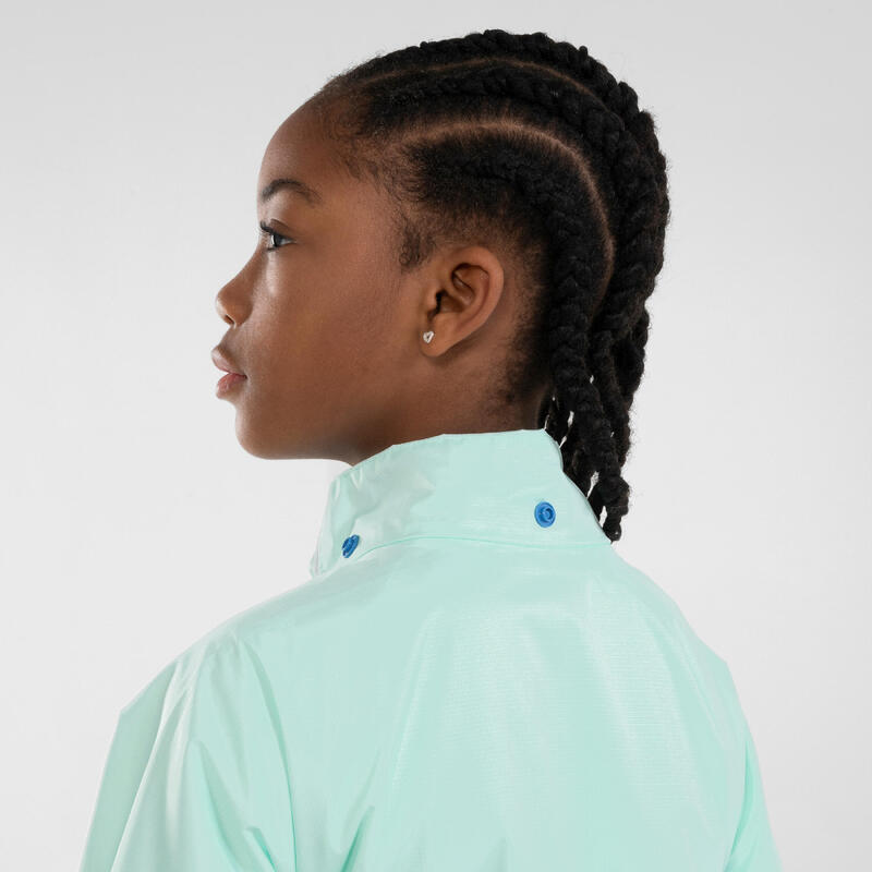 Veste running imperméable Enfant - KIPRUN Rain jacket verte bleue