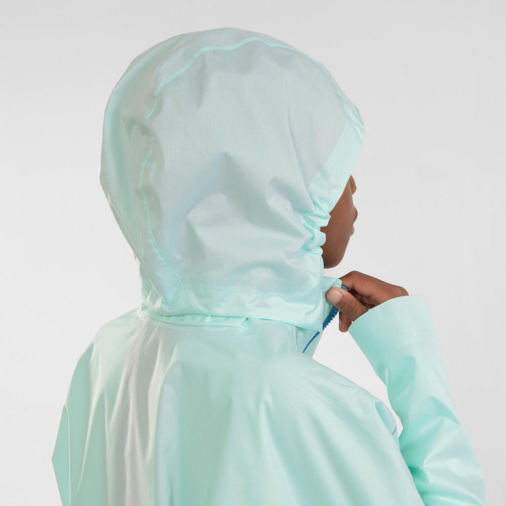 KIPRUN Rain kid's waterproof running jacket - green/blue