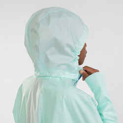 KIPRUN Rain kid's waterproof running jacket - green/blue