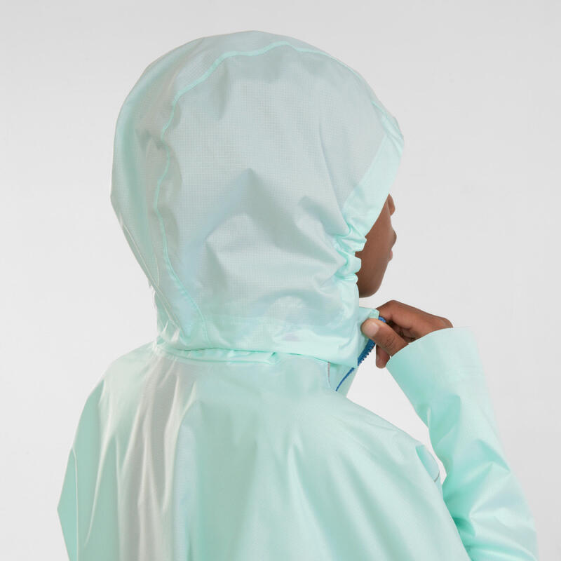 Veste running imperméable Enfant - KIPRUN Rain jacket verte bleue