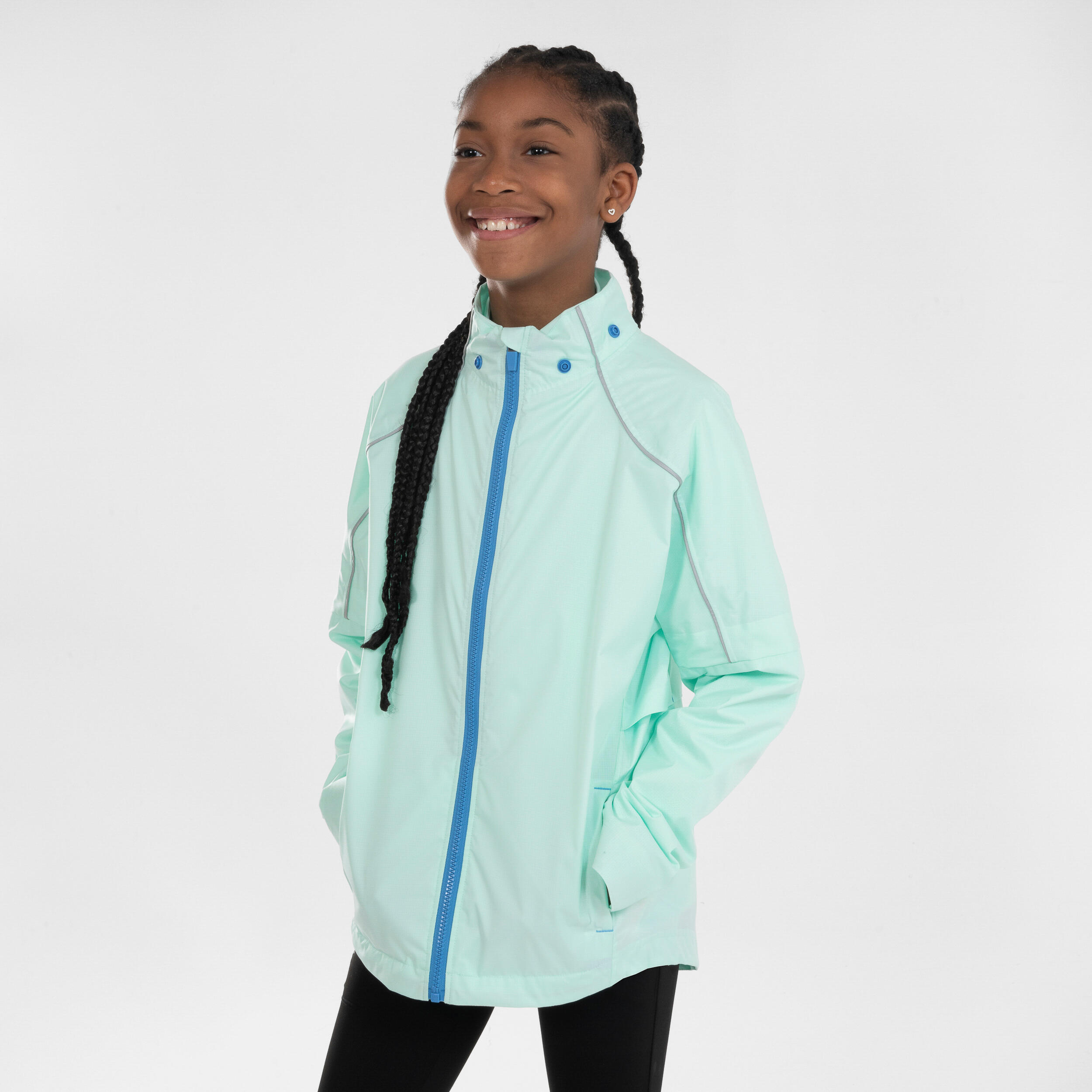 veste running imperméable enfant - kiprun rain jacket verte bleue - kiprun