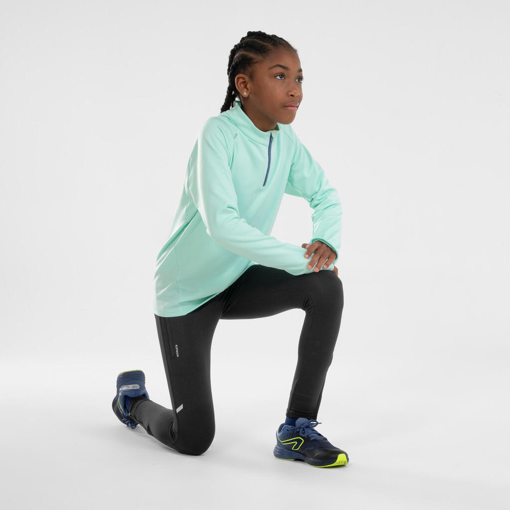 KIDS' WARM RUNNING TIGHTS - KIPRUN WARM+ BLACK