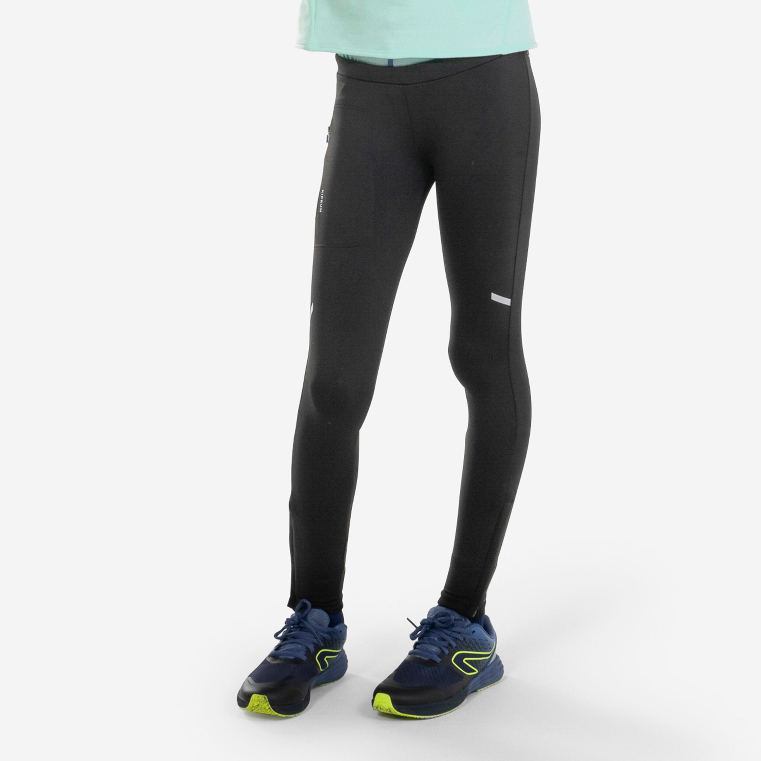 KIDS' WARM RUNNING TIGHTS - KIPRUN WARM+ BLACK 1/12