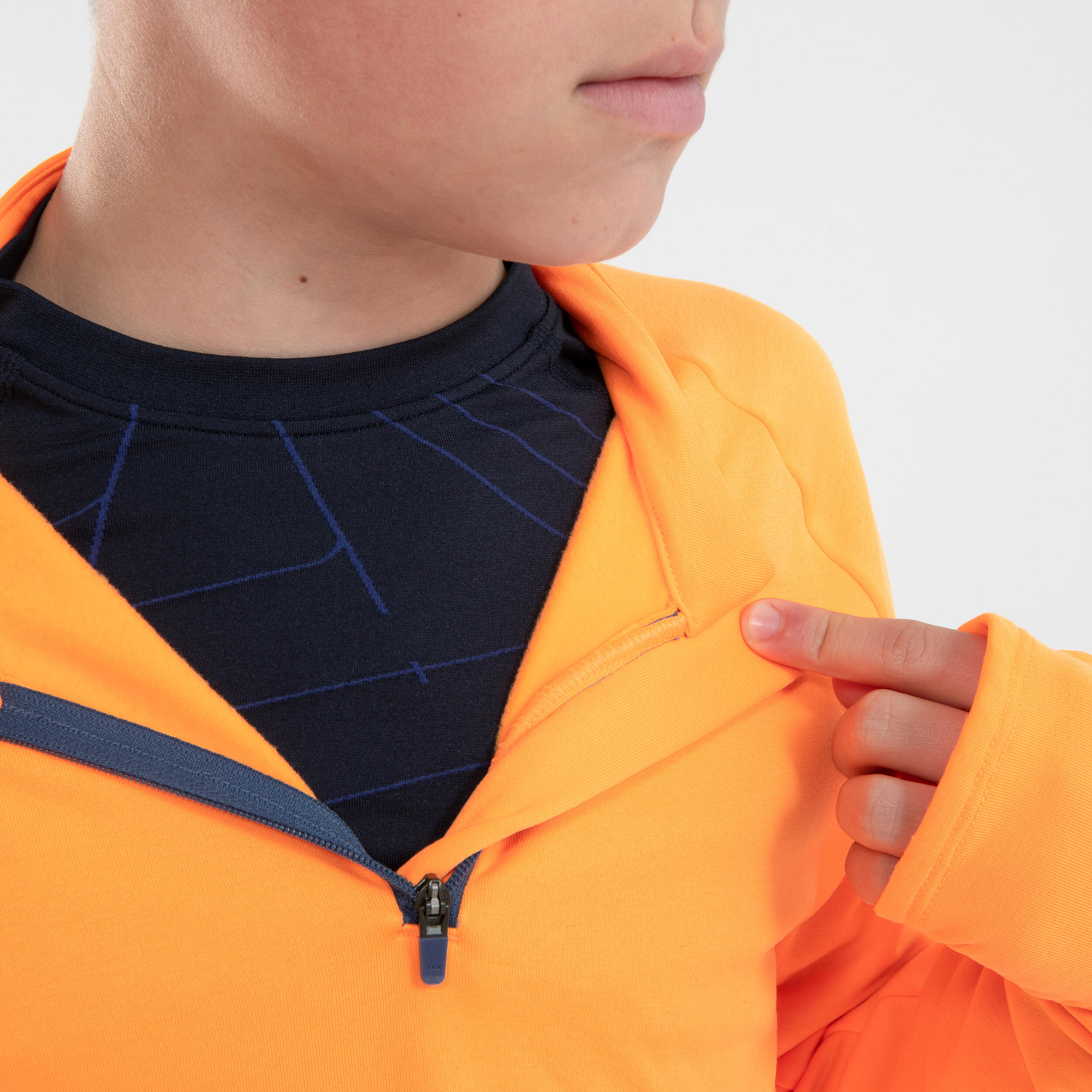 KIPRUN Warm 100 long-sleeved kid's running T-shirt - Orange 3/10