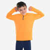 Detské bežecké tričko s dlhým rukávom s 1/2 zipsom Warm 100 hrejivé oranžové