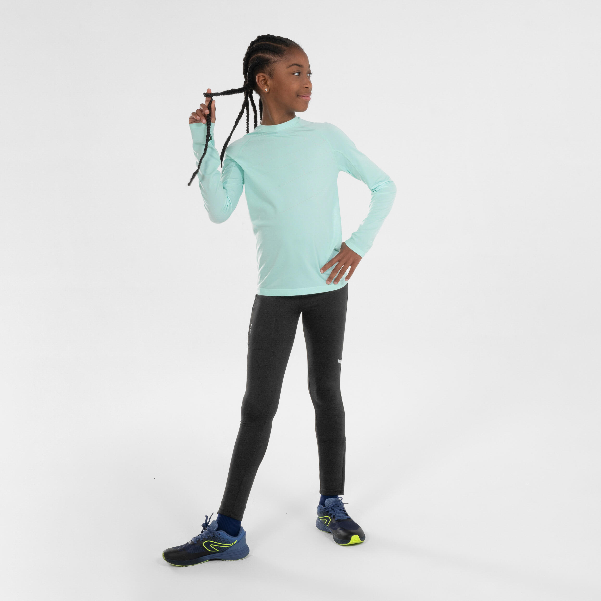 KIDS' WARM RUNNING TIGHTS - KIPRUN WARM+ BLACK 2/12