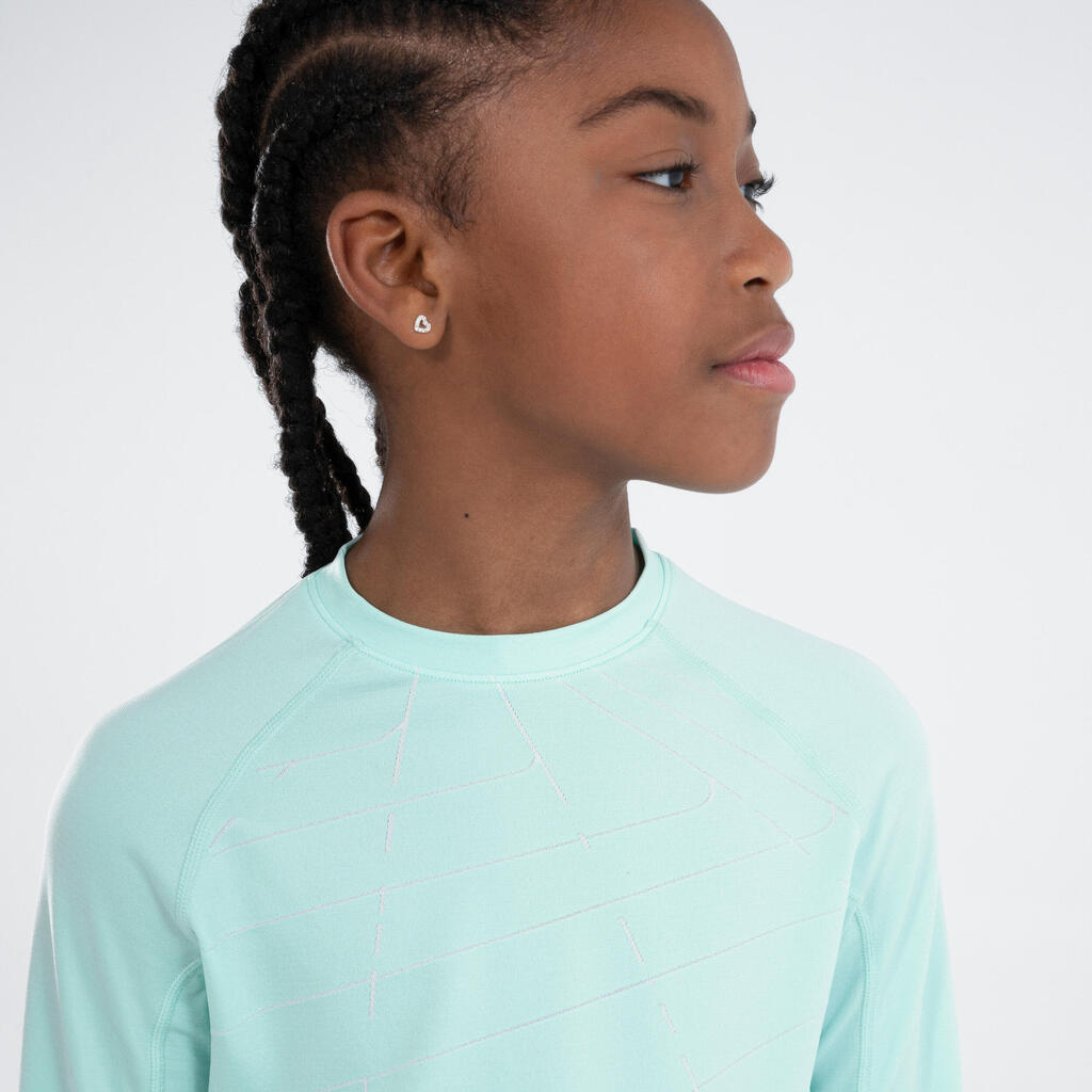 Detské bežecké priedušné tričko s dlhým rukávom Skincare zelené