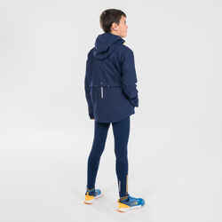 KIPRUN DRY+ 500 breathable zipped kid's running tights - navy/orange