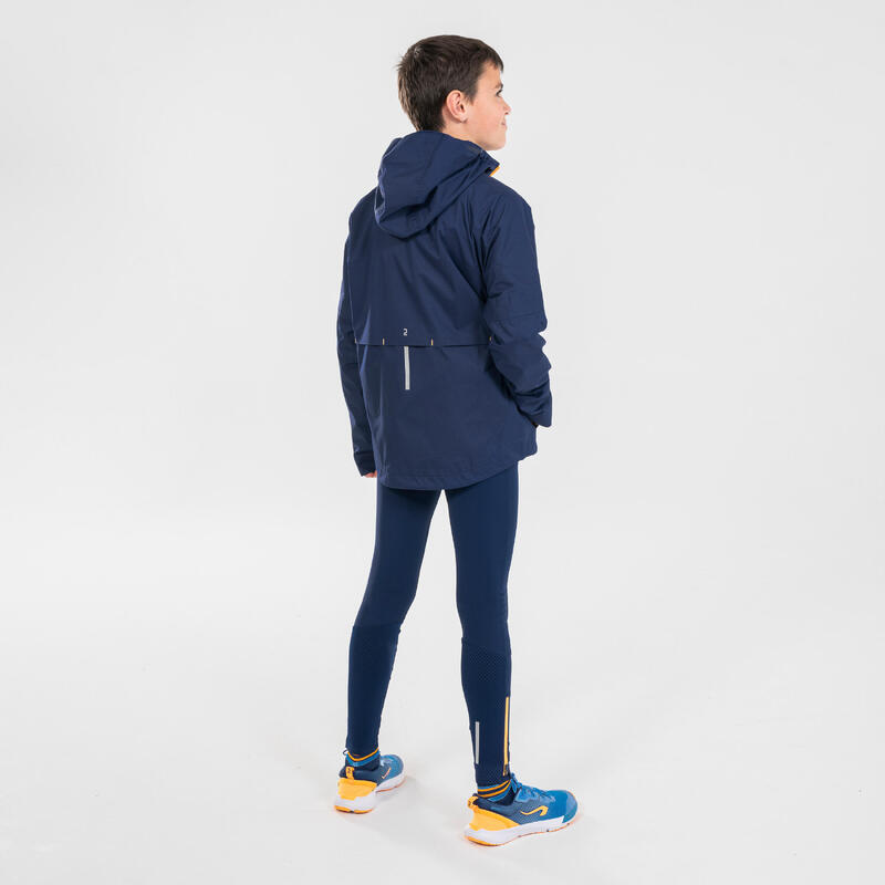 Pantaloni running bambino DRY+ 500 blu-arancione