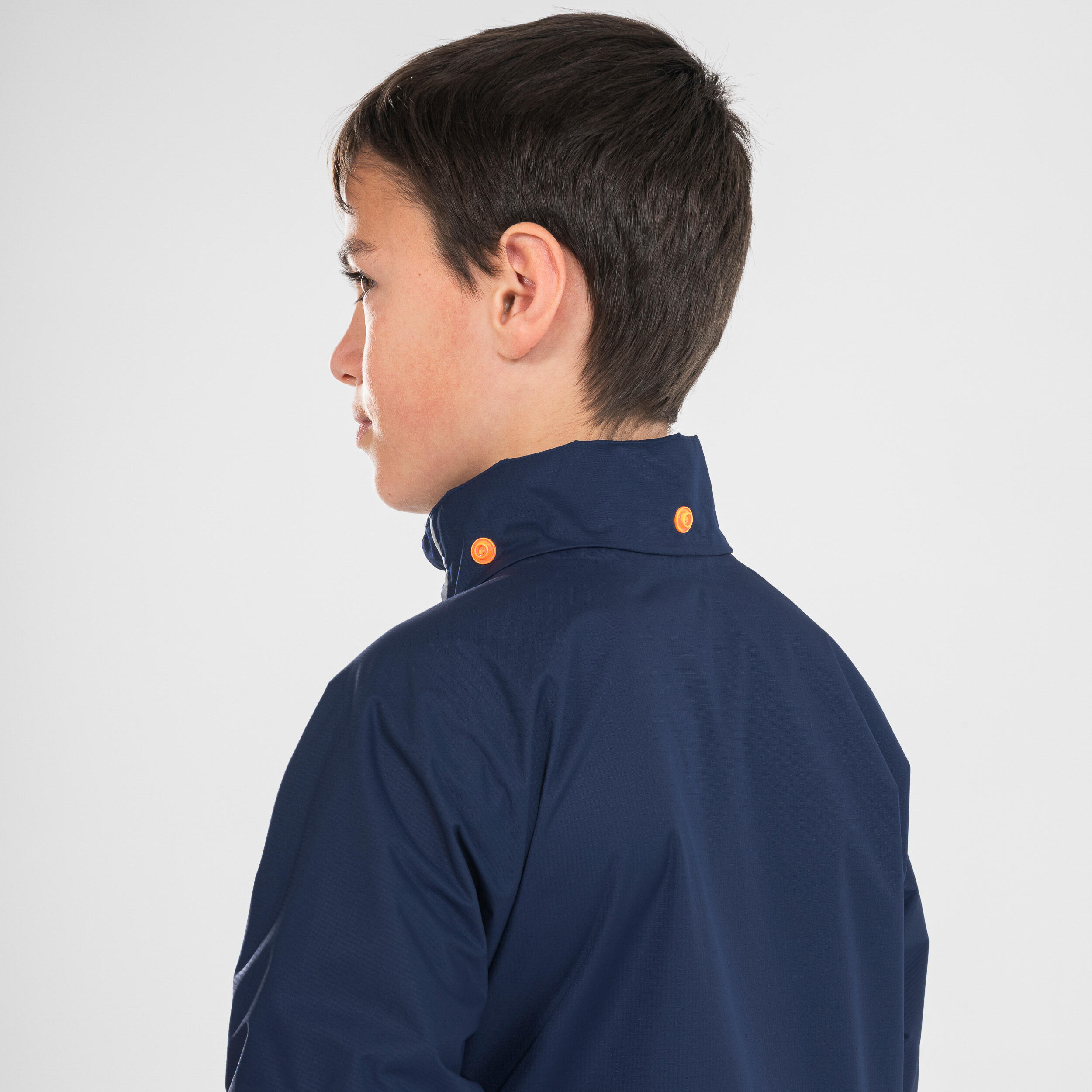 KIPRUN RAIN kid's waterproof running jacket - Blue/Orange 6/21