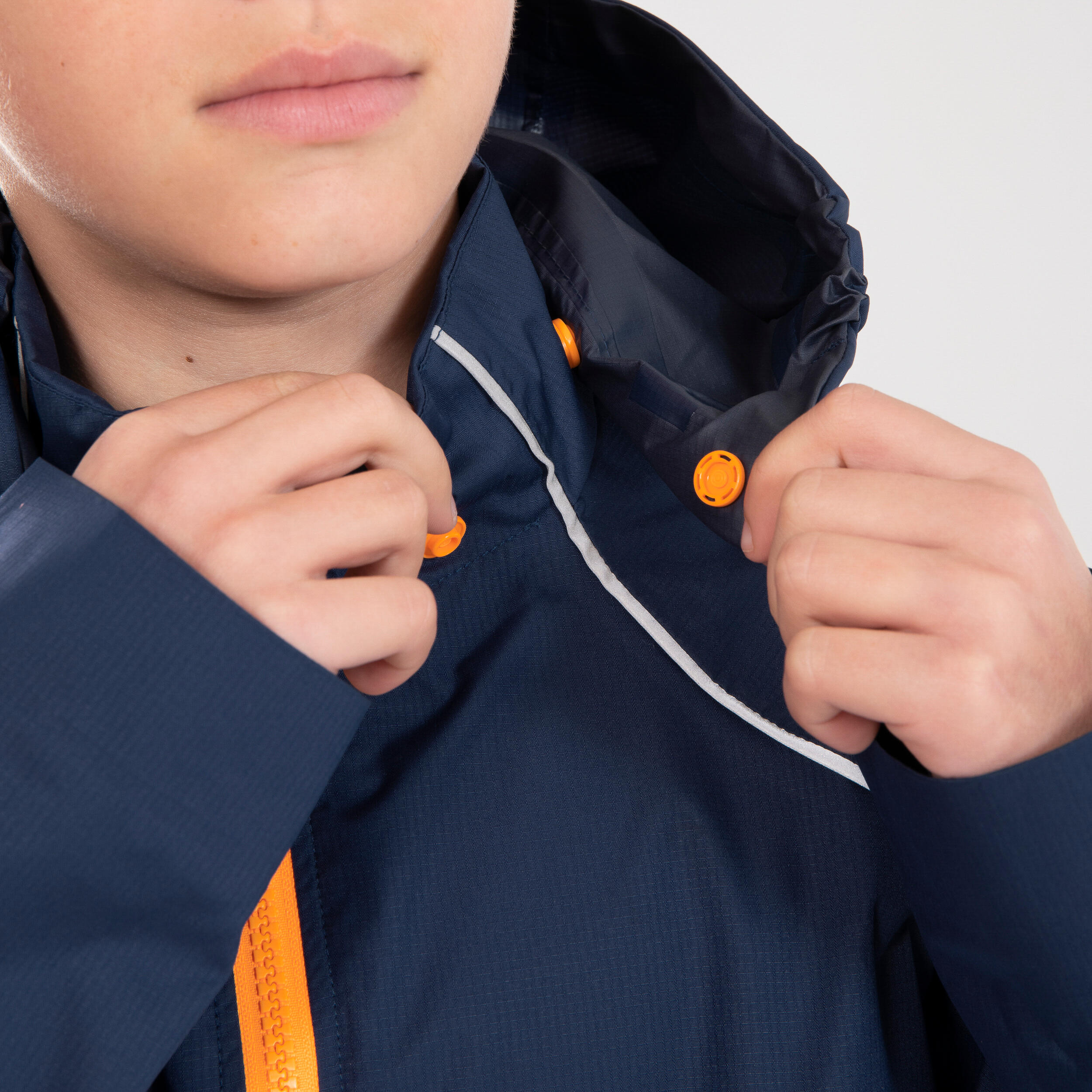 KIPRUN RAIN kid's waterproof running jacket - Blue/Orange 5/21