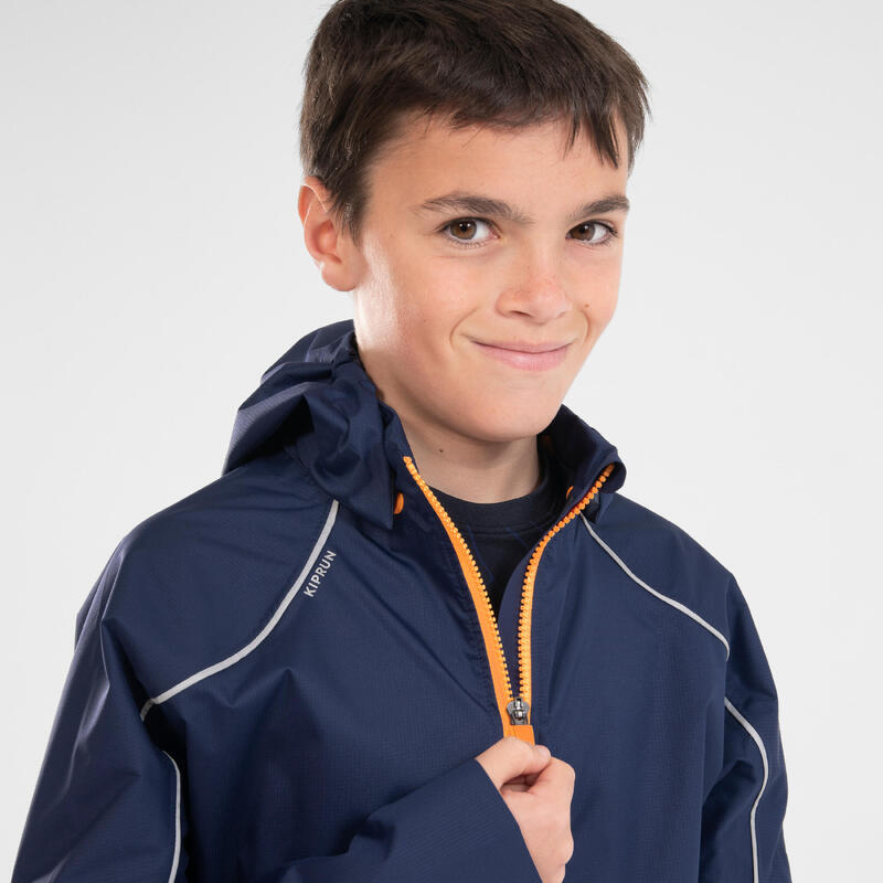 Veste running imperméable enfant - KIPRUN RAIN JACKET BLEUE ORANGE