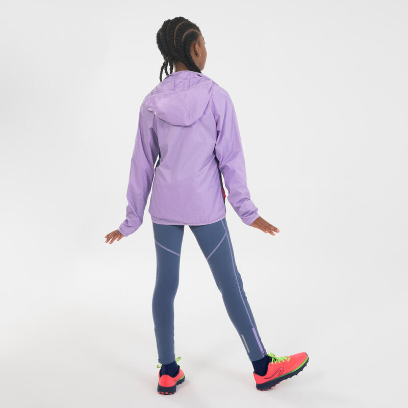 Laufjacke Kinder winddicht atmungsaktiv - Run Wind grau/lila