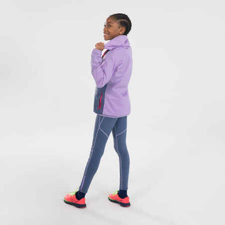 Kids' breathable windproof KIPRUN WINDBREAKER running jacket - grey/mauve/pink