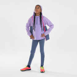 Kids' breathable windproof KIPRUN WINDBREAKER running jacket - grey/mauve/pink