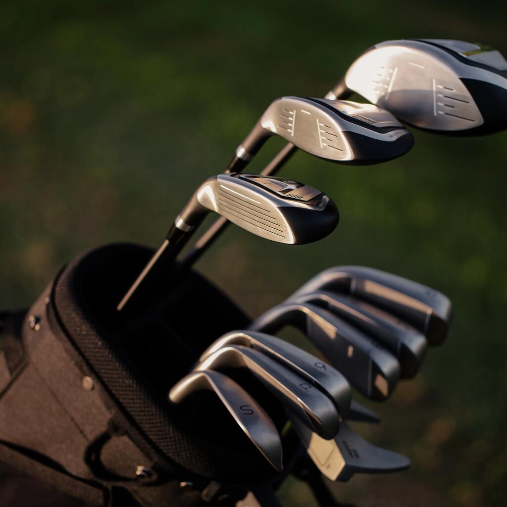 10 golfo lazdų dešiniarankiams rinkinys, „100“ serijos, plieniniu kotu