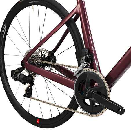 Moteriškas plento dviratis „EDR CF SRAM Rival AXS Power Meter“, tamsiai raudonos spalvos