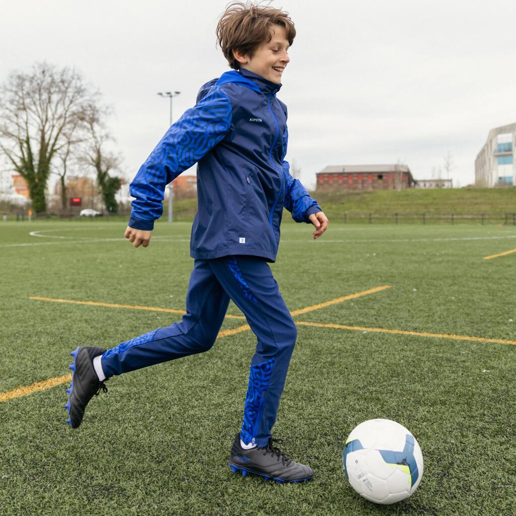 Detská futbalová bunda Viralto Letters nepremokavá modrá