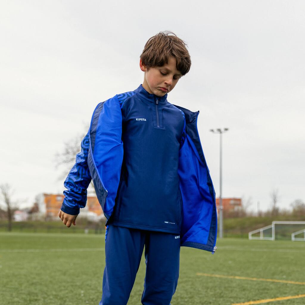 Detská futbalová bunda Viralto Letters nepremokavá modrá