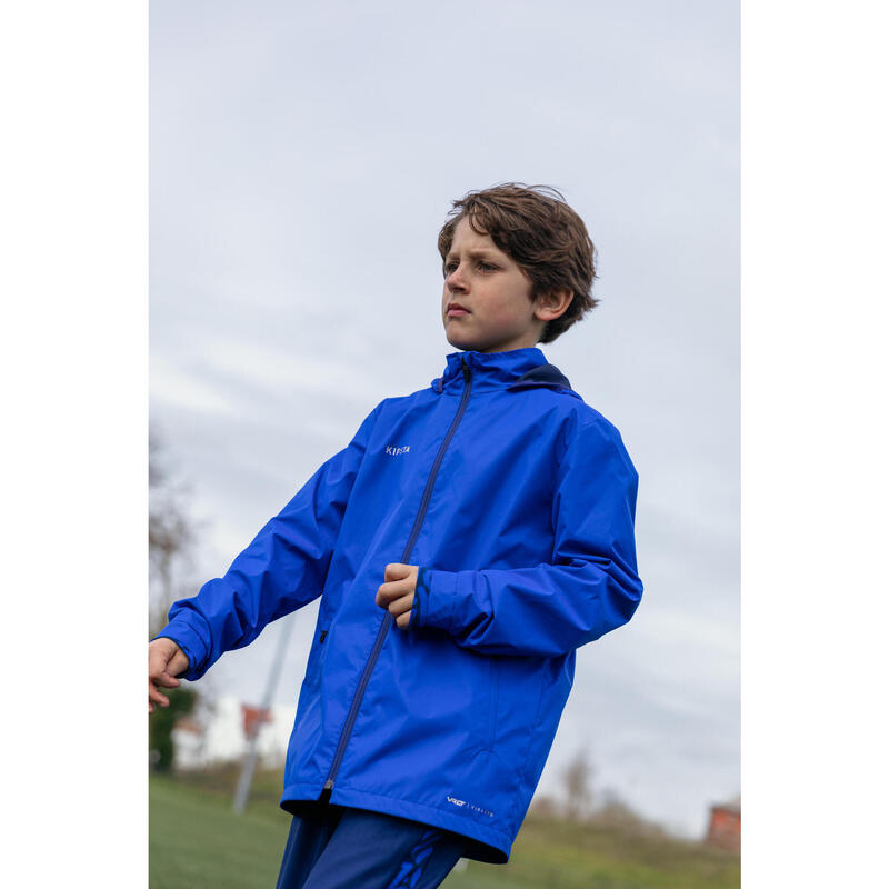 Giacca impermeabile calcio bambino VIRALTO CLUB blu