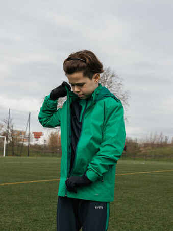 Kids' Rainproof Football Jacket Viralto Club - Green