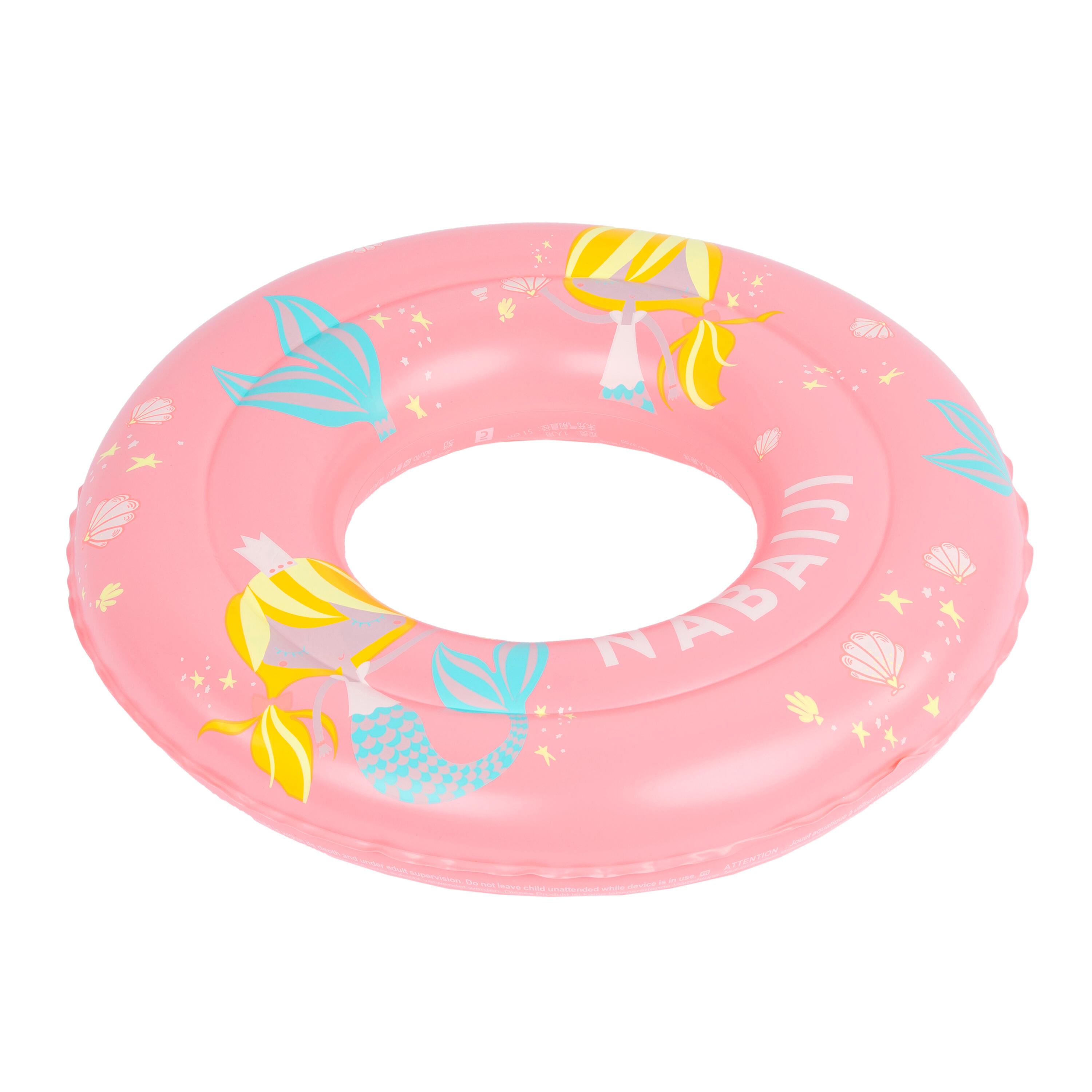 Kids Inflatable Pool Ring 51 cm Pink with Blue MERMAID print Kids 3 6 years