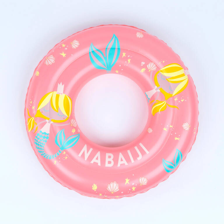 Kids’ Inflatable Pool Ring 51 cm - Pink with Blue MERMAID print Kids 3-6 years