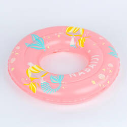 Kids’ Inflatable Pool Ring 51 cm - Pink with Blue MERMAID print Kids 3-6 years