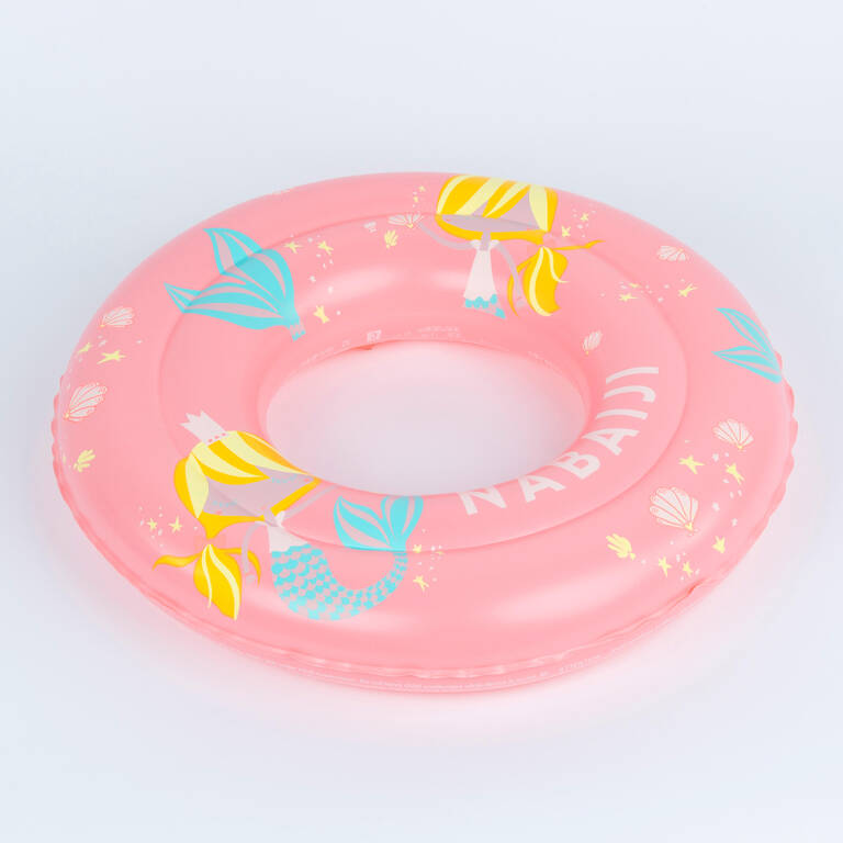 Kids’ Inflatable Pool Ring 51 cm - Pink with Blue MERMAID print Kids 3-6 years