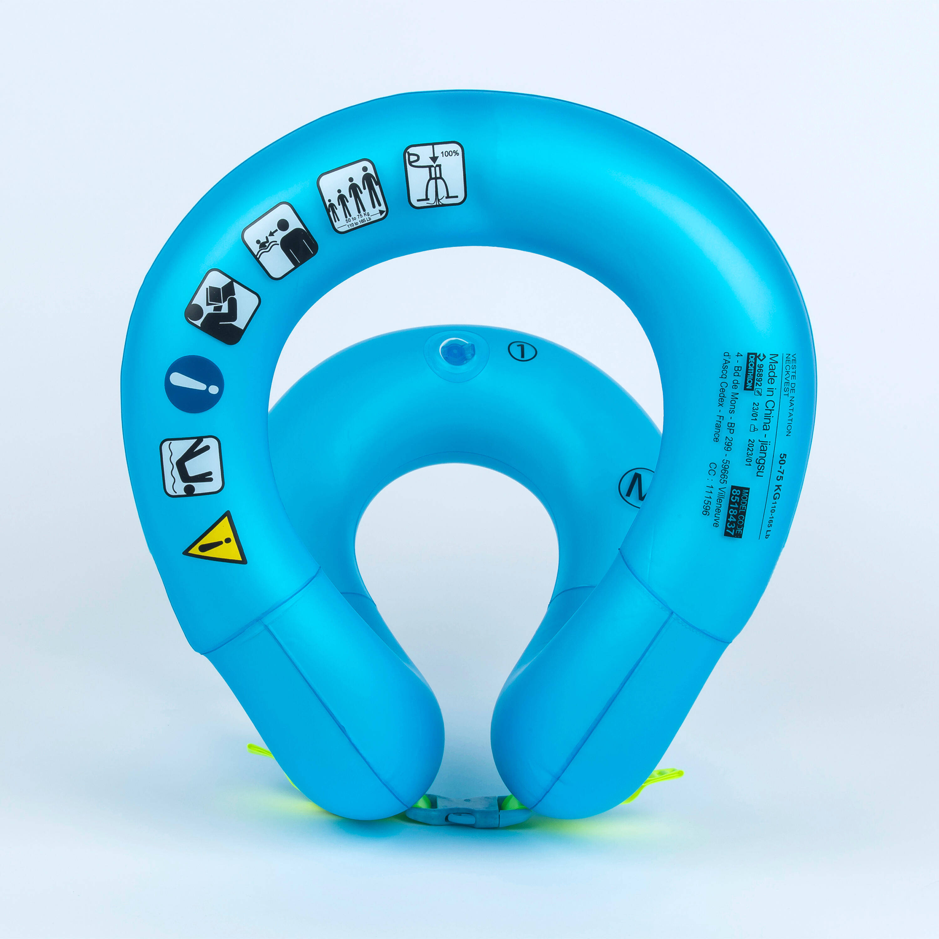 Swimming Inflatable Swim Vest Size M 50 to 75 KG Secure & Adjustable Fit Blue -  5