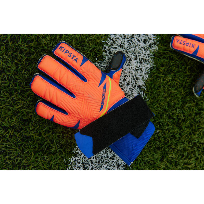 Kinder Fussball Torwarthandschuhe - F500 Viralto Shielder orange/blau 
