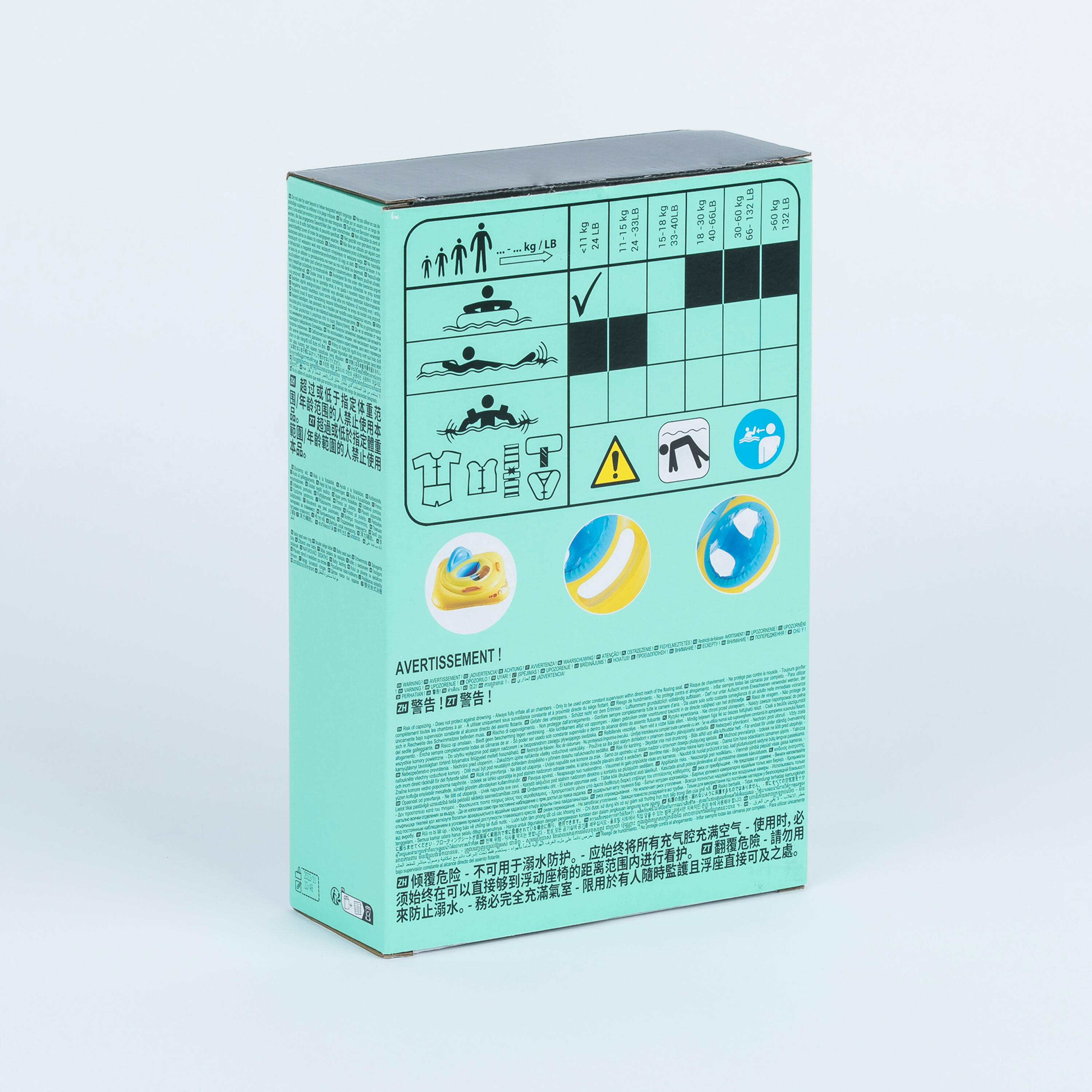 Zwemband met zitje en handvat voor peuters van 7 tot 11 kg geel 9/19
