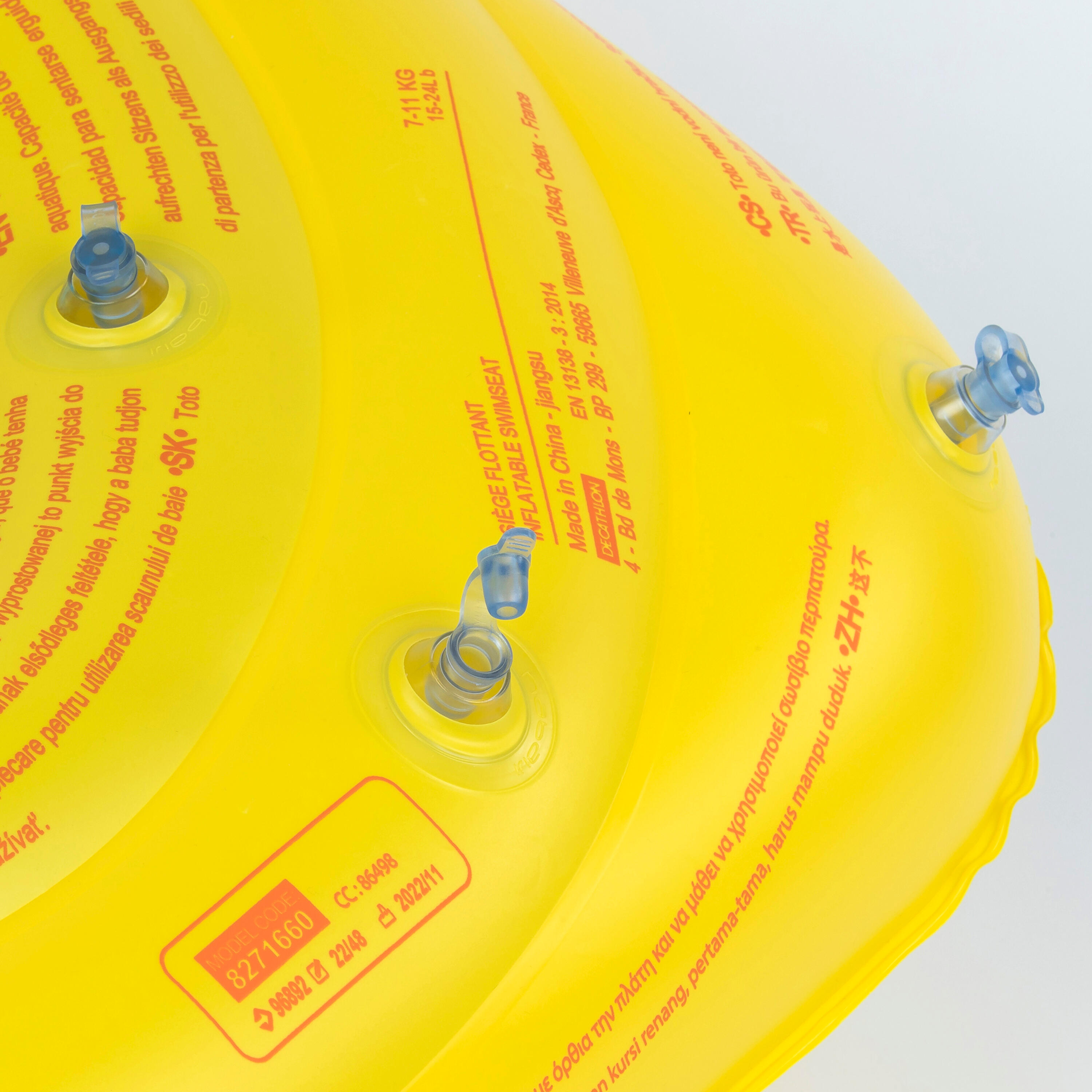 Babies' Inflatable Pool Ring with Seat and Handles 7-11 kg - Yellow - NABAIJI