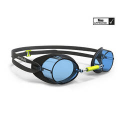 SWEDISH 900 SET ADULT SWIMMING GOGGLES CLEAR LENSES -BLACK YELLOW(FINA APPROVED)