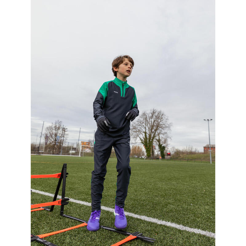 Pantalon de trening Fotbal VIRALTO CLUB Gri-Verde Copii 