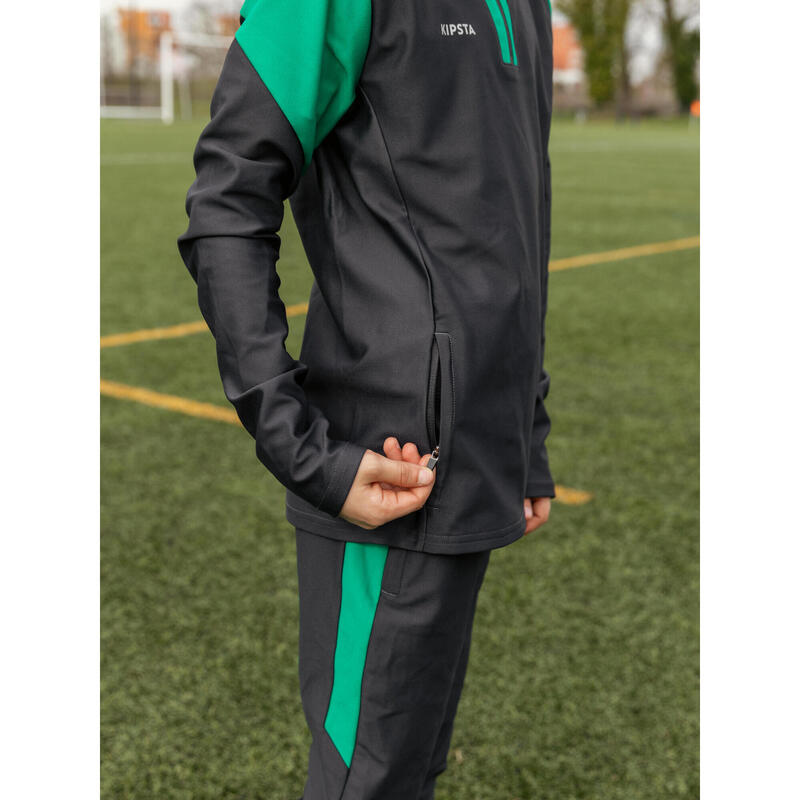 Pantalon de trening Fotbal VIRALTO CLUB Gri-Verde Copii 